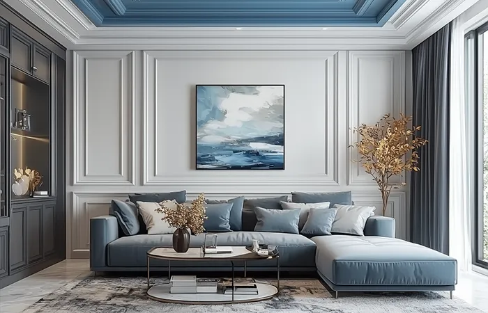 Crown moulding and baseboard detail with a mitered inside corner