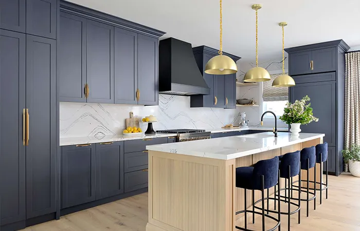 Remodeled kitchen with custom cabinet installation and new countertops