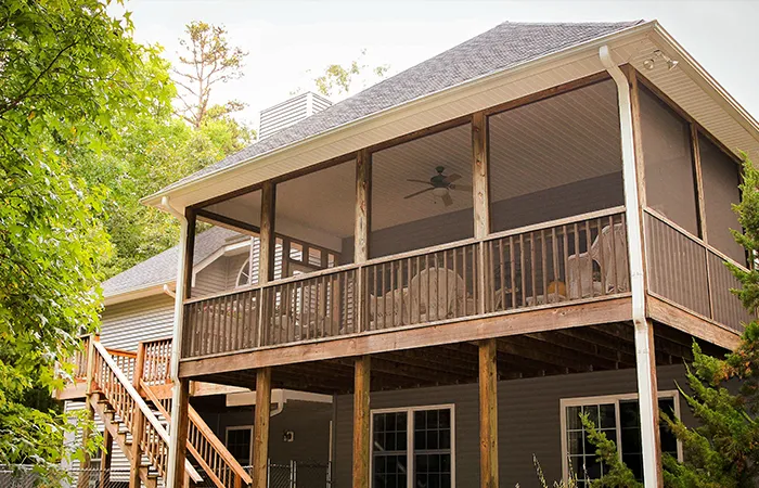 Screened porch with a full screen enclosure and a finished ceiling